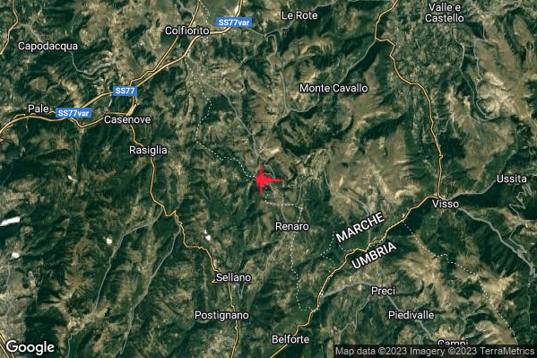 Lieve Terremoto M2.0 epicentro 6 km NE Sellano (PG) alle 07:08:27 (06:08:27 UTC)