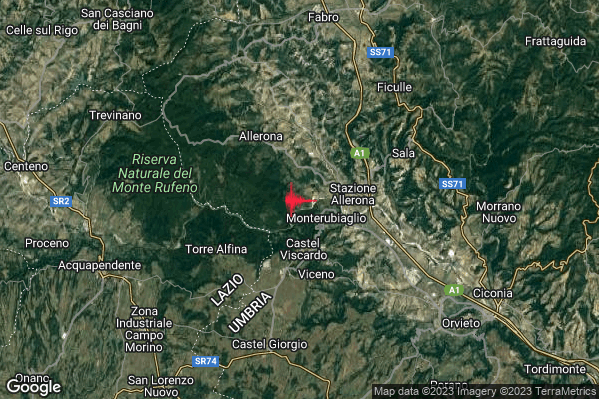 Lieve Terremoto M2.0 epicentro 3 km N Castel Viscardo (TR) alle 03:58:22 (02:58:22 UTC)