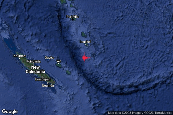 Estremo Terremoto M6.9 epicentro Vanuatu Islands [Sea: Vanuatu] alle 13:56:32 (12:56:32 UTC)