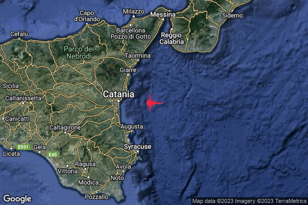 Lieve Terremoto M2.0 epicentro Costa Catanese (Catania) alle 22:50:17 (21:50:17 UTC)