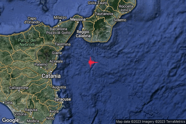 Lieve Terremoto M2.1 epicentro Costa Calabra sud-orientale (Reggio di Calabria) alle 08:34:47 (07:34:47 UTC)
