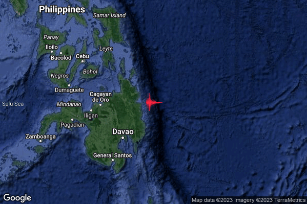 Severo Terremoto M5.5 epicentro Philippines [Sea] alle 11:32:43 (10:32:43 UTC)