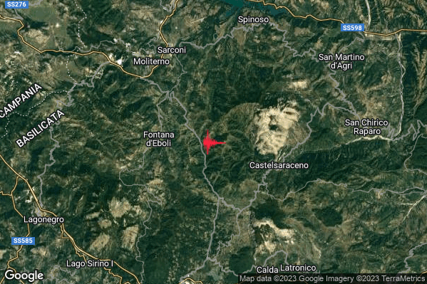 Lieve Terremoto M2.2 epicentro 6 km W Castelsaraceno (PZ) alle 03:43:36 (02:43:36 UTC)