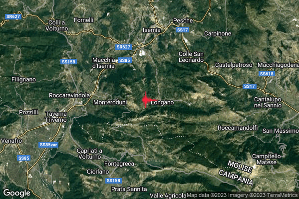 Lieve Terremoto M2.1 epicentro 1 km W Longano (IS) alle 06:30:07 (05:30:07 UTC)