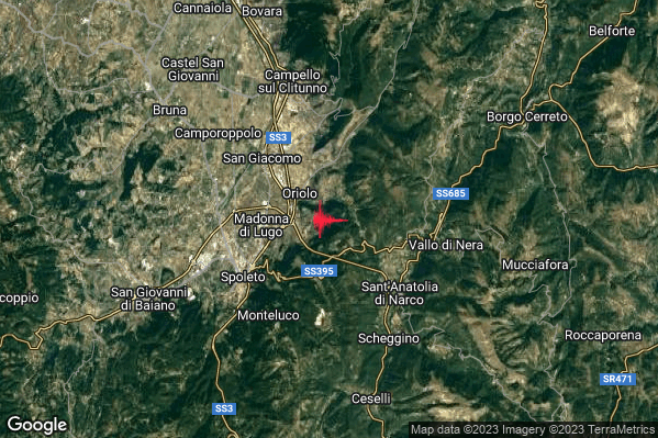 Lieve Terremoto M2.1 epicentro 5 km NW Sant'Anatolia di Narco (PG) alle 02:34:26 (01:34:26 UTC)