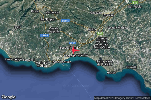 Debole Terremoto M2.4 epicentro 2 km NE Pozzallo (RG) alle 02:12:26 (01:12:26 UTC)