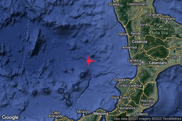 Moderato Terremoto M3.3 epicentro Tirreno Meridionale (MARE) alle 17:11:28 (16:11:28 UTC)
