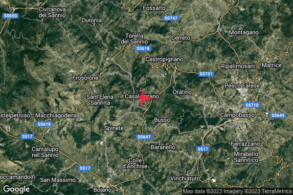 Lieve Terremoto M2.2 epicentro 1 km SE Casalciprano (CB) alle 17:21:12 (16:21:12 UTC)
