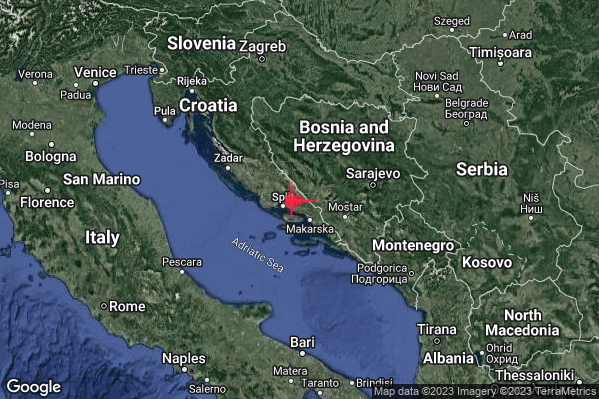 Leggero Terremoto M2.9 epicentro Croatia [Land] alle 13:13:23 (12:13:23 UTC)