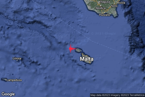 Debole Terremoto M2.7 epicentro Malta (MALTA) alle 20:01:34 (19:01:34 UTC)