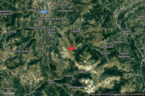 Lieve Terremoto M2.0 epicentro 4 km SW Acquacanina (MC) alle 08:45:53 (07:45:53 UTC)