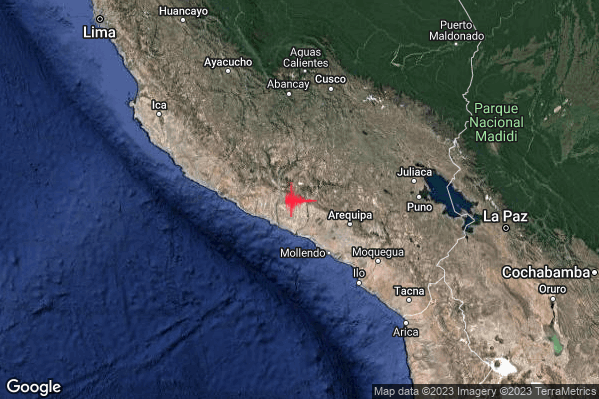 Violento Terremoto M6.2 epicentro Southern Peru [Land: Peru] alle 13:11:19 (12:11:19 UTC)