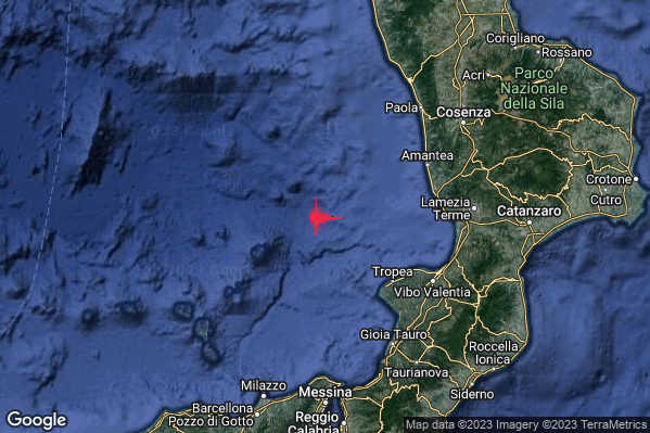 Lieve Terremoto M2.1 epicentro Tirreno Meridionale (MARE) alle 13:02:26 (12:02:26 UTC)