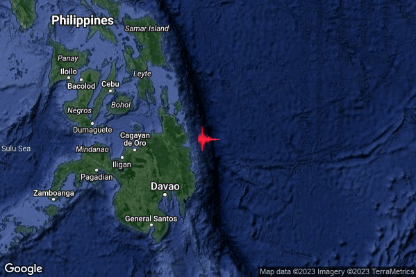 Severo Terremoto M5.5 epicentro Philippines [Sea] alle 17:38:35 (16:38:35 UTC)