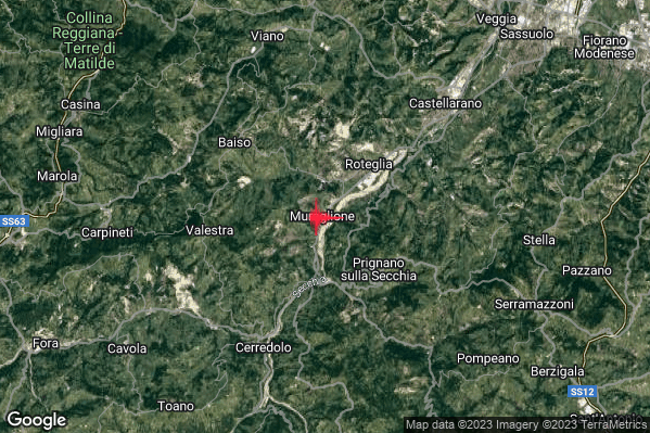 Lieve Terremoto M2.1 epicentro 4 km NW Prignano sulla Secchia (MO) alle 04:37:04 (03:37:04 UTC)