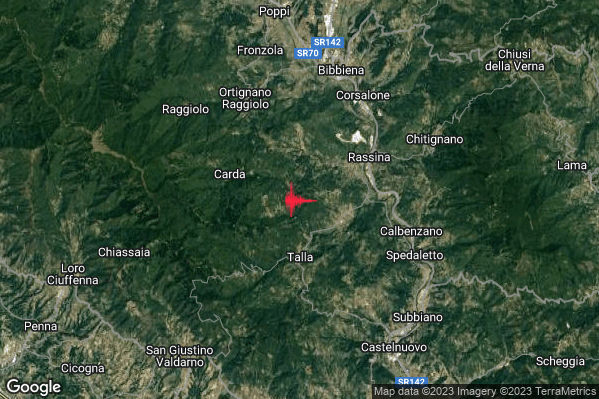 Debole Terremoto M2.3 epicentro 3 km N Talla (AR) alle 07:37:27 (06:37:27 UTC)