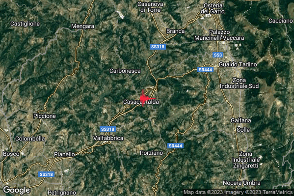Lieve Terremoto M2.0 epicentro 6 km NE Valfabbrica (PG) alle 22:29:03 (21:29:03 UTC)