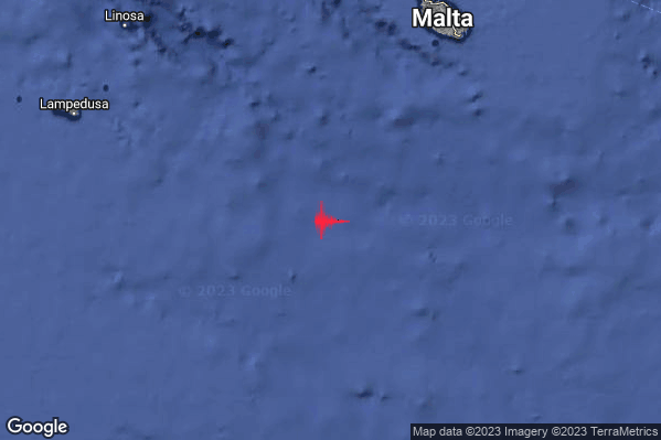 Debole Terremoto M2.7 epicentro Malta [Sea] alle 21:58:52 (20:58:52 UTC)