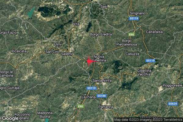Lieve Terremoto M2.0 epicentro 1 km W Gibellina (TP) alle 22:54:28 (21:54:28 UTC)