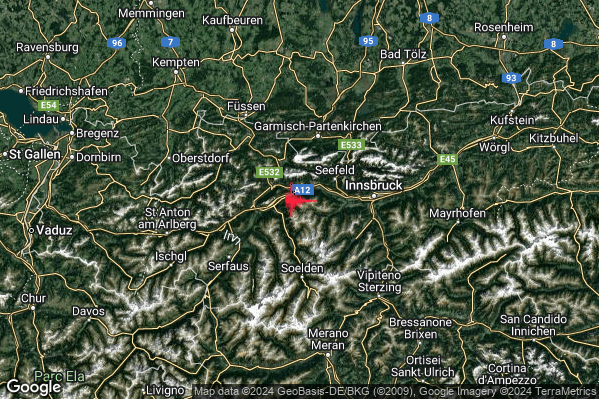 Lieve Terremoto M2.1 epicentro Confine Austria-Germania (AUSTRIA GERMANIA) alle 22:38:30 (21:38:30 UTC)