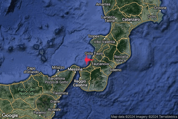 Lieve Terremoto M2.2 epicentro Costa Calabra sud-occidentale (Catanzaro Vibo Valentia Reggio di Calabria) alle 17:48:25 (16:48:25 UTC)