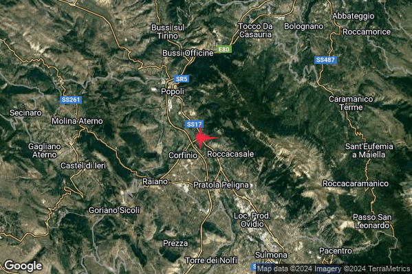 Lieve Terremoto M2.0 epicentro 2 km NE Corfinio (AQ) alle 02:47:08 (01:47:08 UTC)