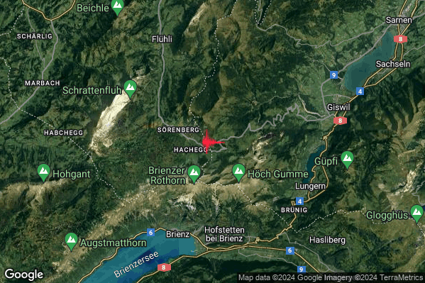 Leggero Terremoto M2.8 epicentro Svizzera (SVIZZERA) alle 07:38:23 (06:38:23 UTC)