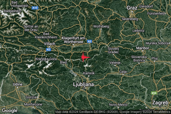 Debole Terremoto M2.7 epicentro Confine Austri-Slovenia (AUSTRIA SLOVENIA) alle 03:20:56 (02:20:56 UTC)