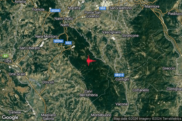 Lieve Terremoto M2.0 epicentro 6 km N Calvi dell'Umbria (TR) alle 01:43:58 (00:43:58 UTC)