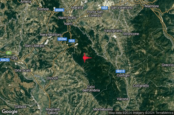 Lieve Terremoto M2.0 epicentro 6 km N Calvi dell'Umbria (TR) alle 12:12:01 (11:12:01 UTC)