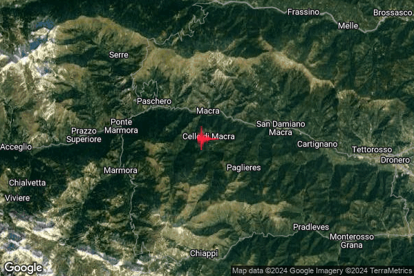 Debole Terremoto M2.7 epicentro Celle di Macra (CN) alle 12:31:05 (11:31:05 UTC)