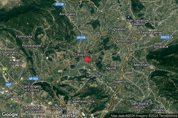 Lieve Terremoto M2.1 epicentro 2 km SE Caiazzo (CE) alle 15:10:33 (14:10:33 UTC)