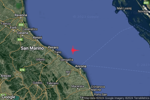 Lieve Terremoto M2.0 epicentro Costa Marchigiana Anconetana (Ancona) alle 17:39:51 (16:39:51 UTC)