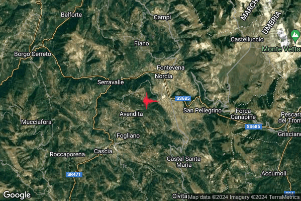 Leggero Terremoto M3.0 epicentro 3 km SW Norcia (PG) alle 09:26:07 (08:26:07 UTC)