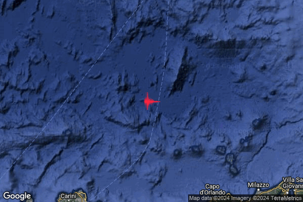 Lieve Terremoto M2.2 epicentro Tirreno Meridionale (MARE) alle 15:36:44 (14:36:44 UTC)