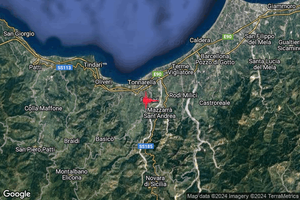 Lieve Terremoto M2.1 epicentro Furnari (ME) alle 16:29:55 (15:29:55 UTC)