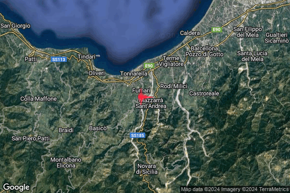 Debole Terremoto M2.6 epicentro 1 km S Furnari (ME) alle 16:31:37 (15:31:37 UTC)