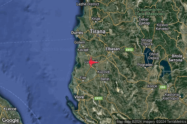 Leggero Terremoto M3.0 epicentro Costa Albanese settentrionale (ALBANIA) alle 00:23:27 (23:23:27 UTC)