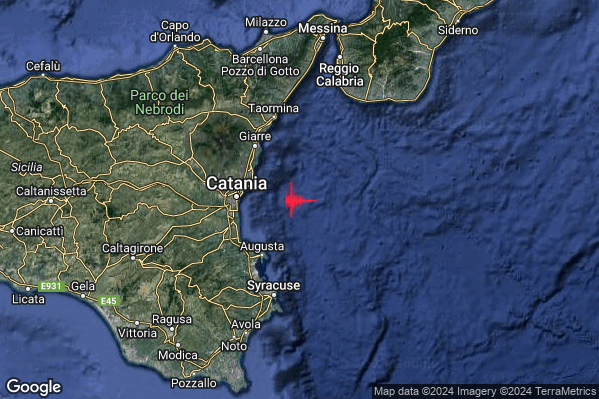 Lieve Terremoto M2.0 epicentro Costa Catanese (Catania) alle 20:53:23 (19:53:23 UTC)