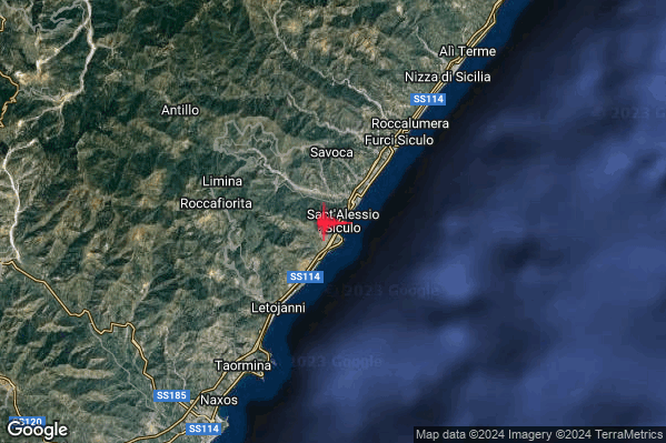 Lieve Terremoto M2.0 epicentro 1 km NW Sant'Alessio Siculo (ME) alle 05:47:09 (04:47:09 UTC)