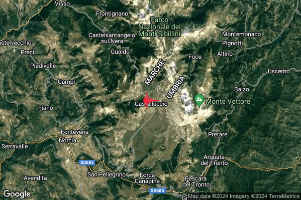 Lieve Terremoto M2.0 epicentro 8 km SE Castelsantangelo sul Nera (MC) alle 17:32:47 (16:32:47 UTC)