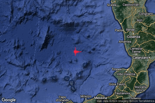 Leggero Terremoto M3.0 epicentro Tirreno Meridionale (MARE) alle 02:47:25 (01:47:25 UTC)