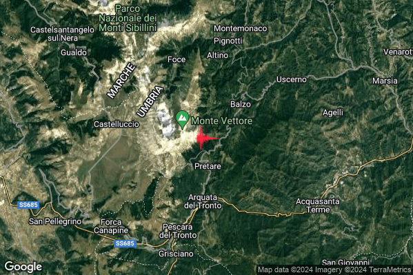 Lieve Terremoto M2.0 epicentro 4 km SW Montegallo (AP) alle 07:06:05 (06:06:05 UTC)