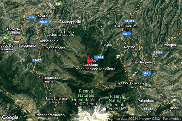 Debole Terremoto M2.4 epicentro 4 km SW Pretoro (CH) alle 08:36:18 (07:36:18 UTC)