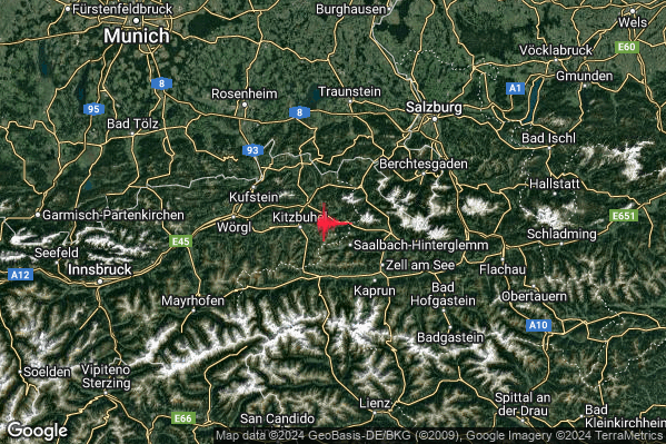 Debole Terremoto M2.7 epicentro Confine Austria-Germania (AUSTRIA GERMANIA) alle 01:42:08 (00:42:08 UTC)