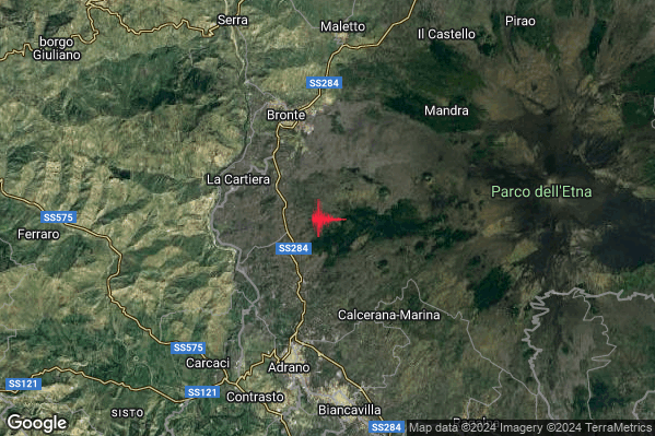 Lieve Terremoto M2.0 epicentro 6 km SE Bronte (CT) alle 03:45:29 (02:45:29 UTC)