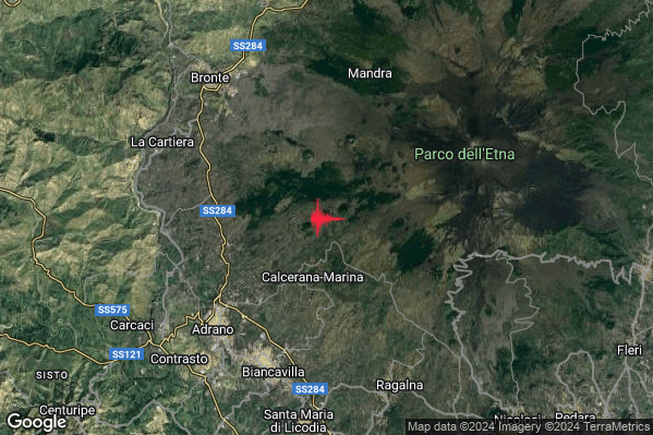 Lieve Terremoto M2.0 epicentro 9 km NE Adrano (CT) alle 09:17:41 (08:17:41 UTC)