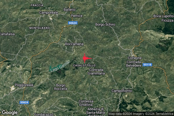 Lieve Terremoto M2.2 epicentro 4 km SE Roccamena (PA) alle 12:09:01 (11:09:01 UTC)
