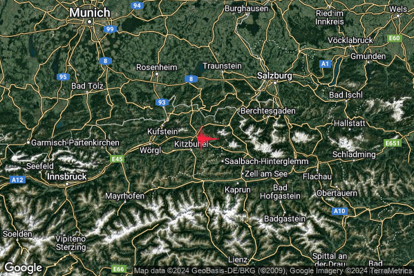 Debole Terremoto M2.4 epicentro Confine Austria-Germania (AUSTRIA GERMANIA) alle 10:40:43 (09:40:43 UTC)