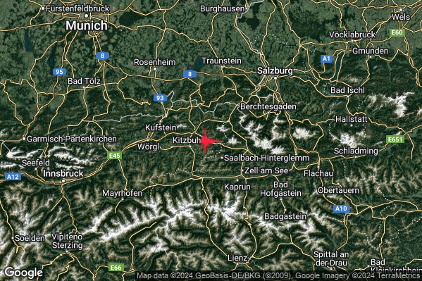 Leggero Terremoto M3.0 epicentro Confine Austria-Germania (AUSTRIA GERMANIA) alle 20:28:30 (19:28:30 UTC)